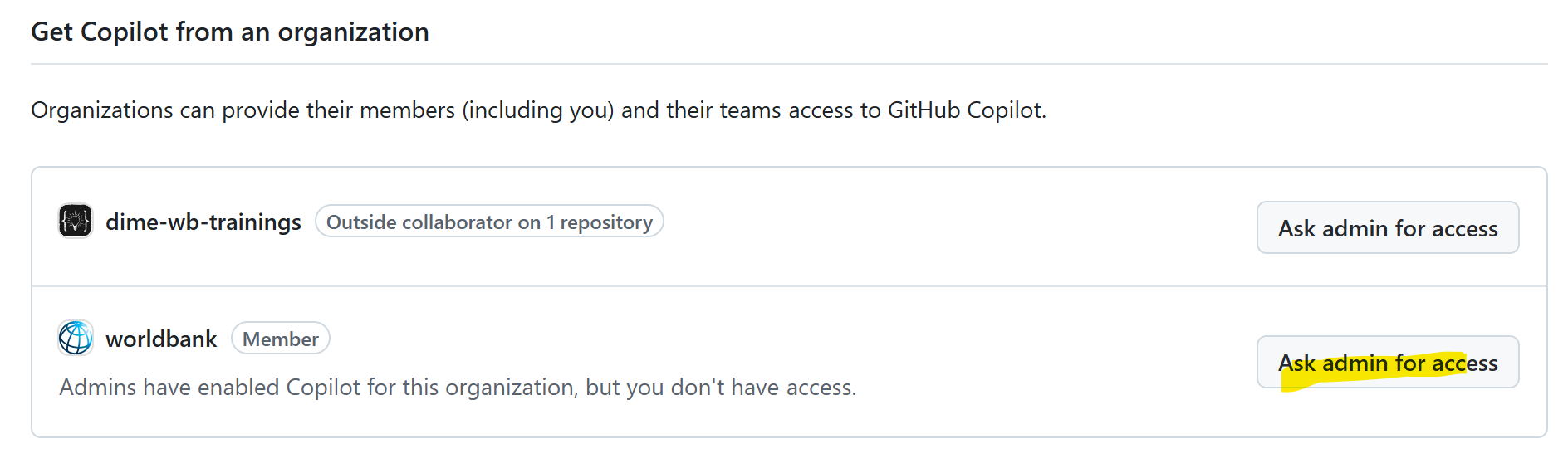 Request access button